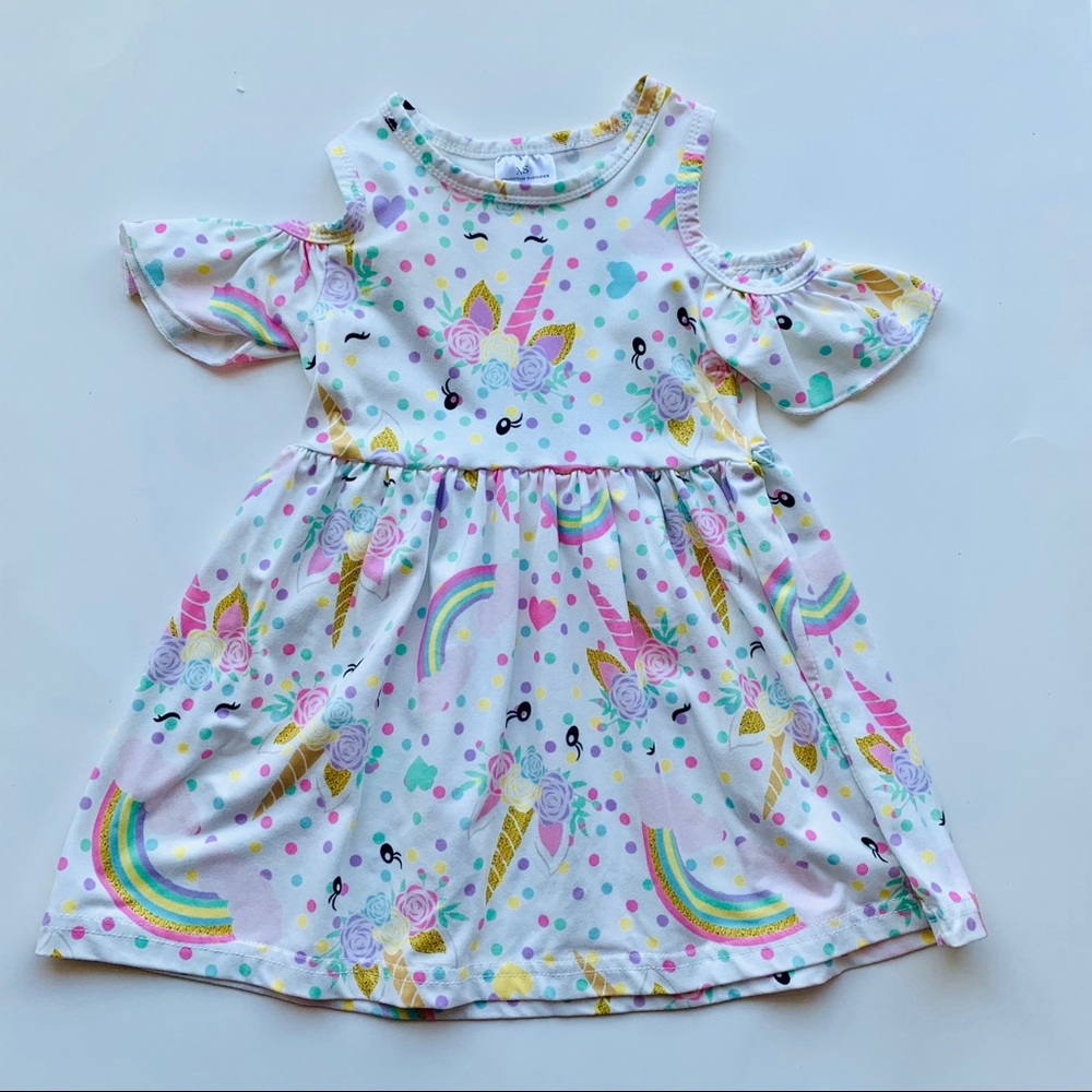 Unicorn cold shoulder dress New without tags 2T